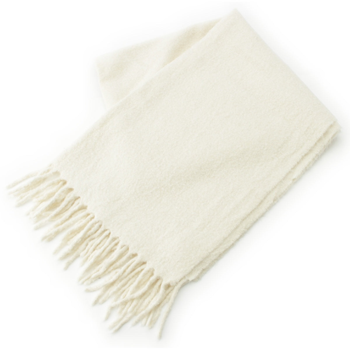 Brunello Cucinelli Alpaca wool large fringe Scarf Stall white