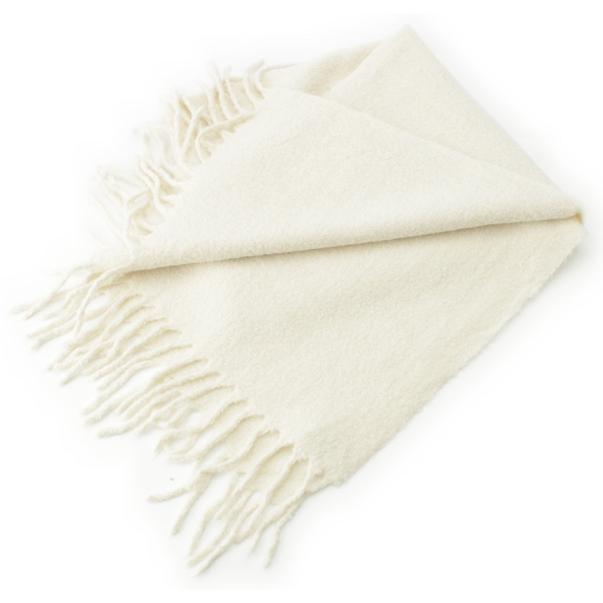 Brunello Cucinelli Alpaca wool large fringe Scarf Stall white