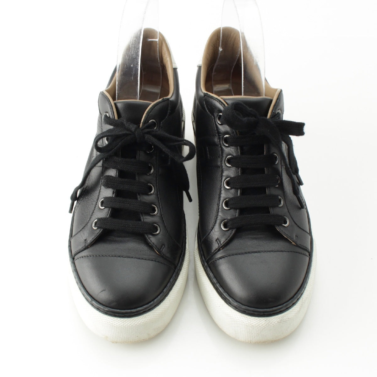 HERMES Polo leather H logo low cut sneakers shoes black 37