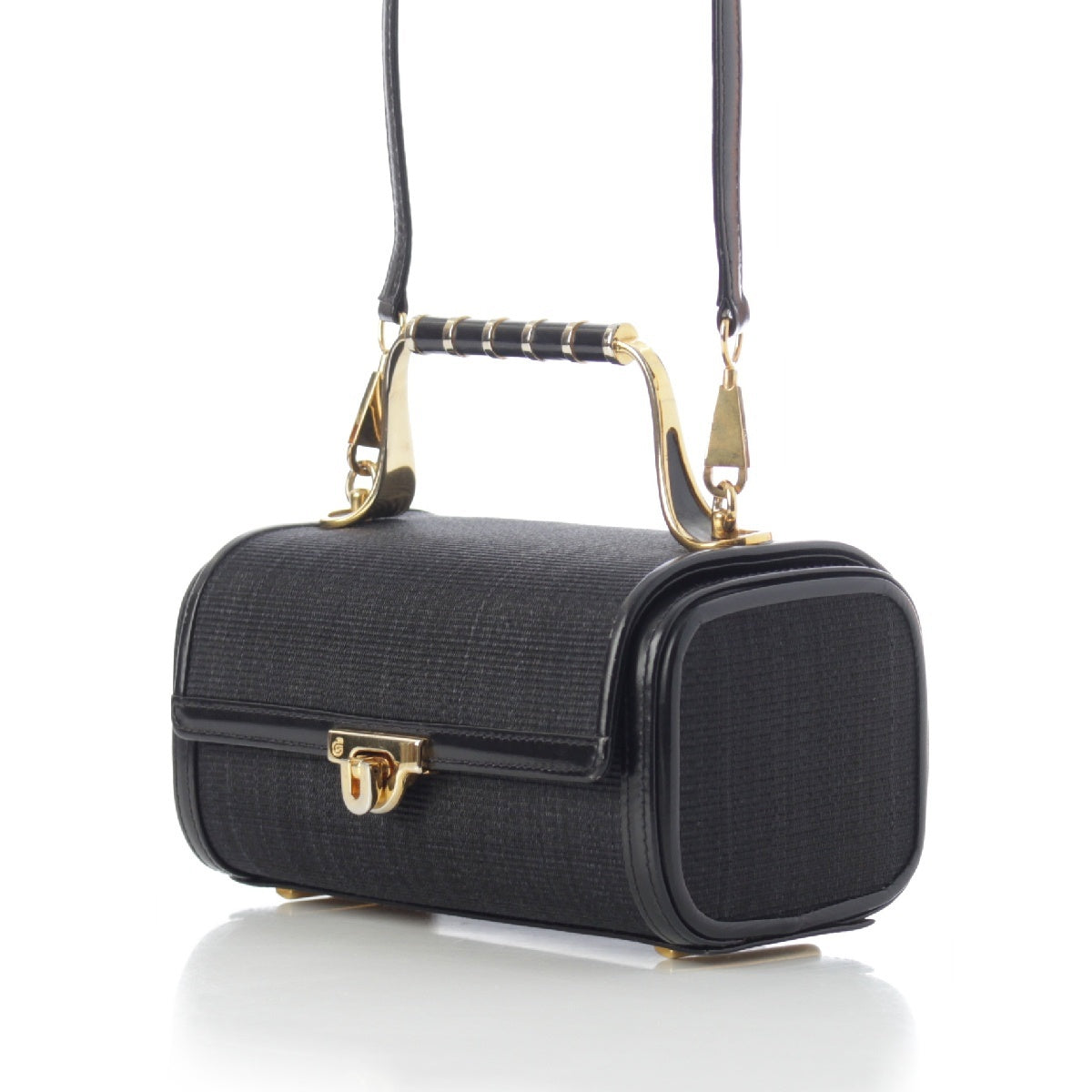 COMTESSE Horsehair Mini Vanity Bag Party 2way Pouch Shoulder Bag black