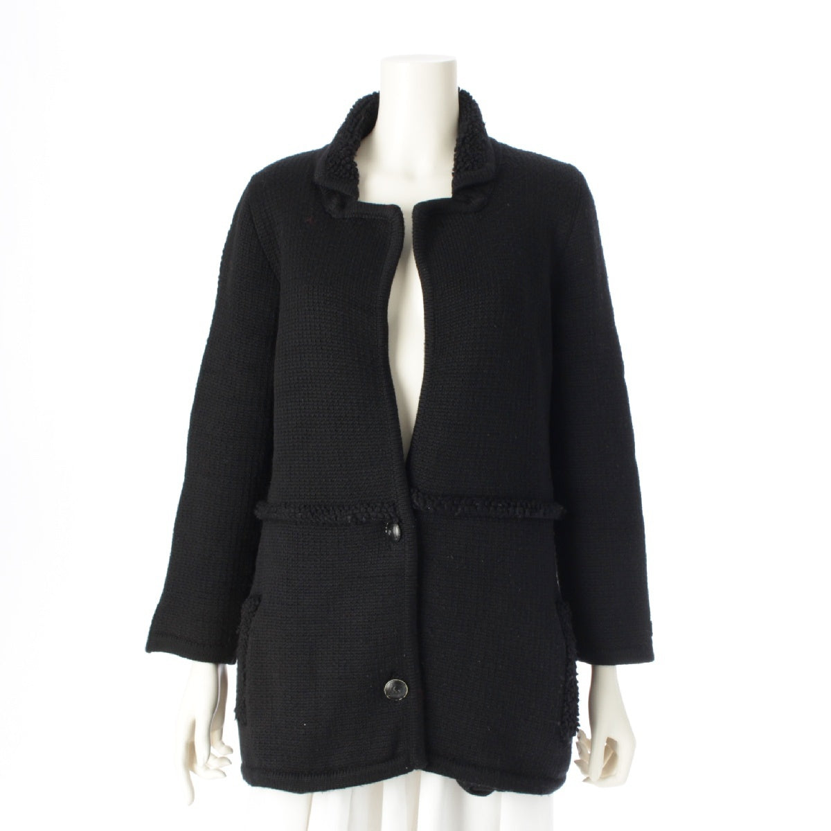 CHANEL 08A Sports line wool knit Jacket outer P33730 black 40