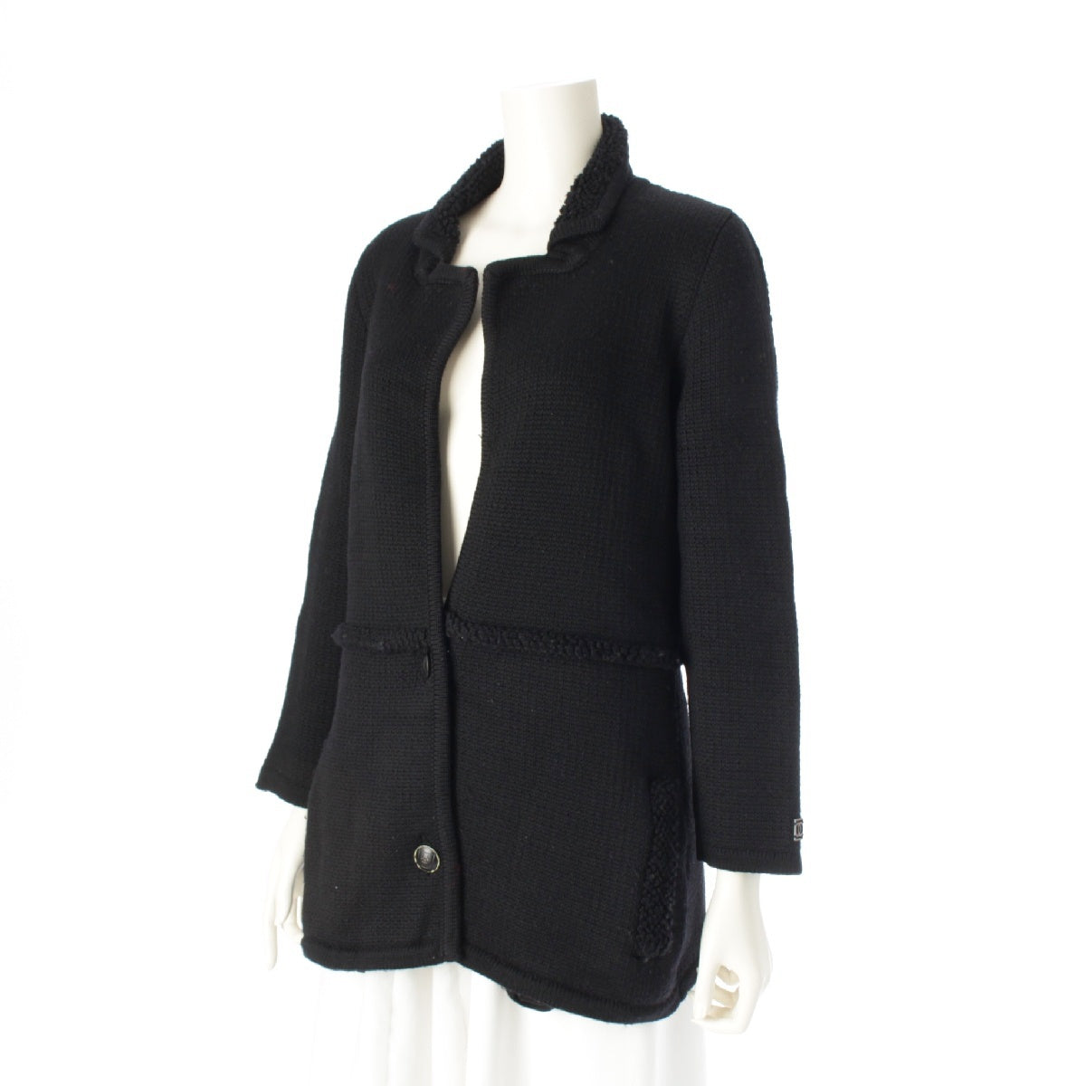 CHANEL 08A Sports line wool knit Jacket outer P33730 black 40