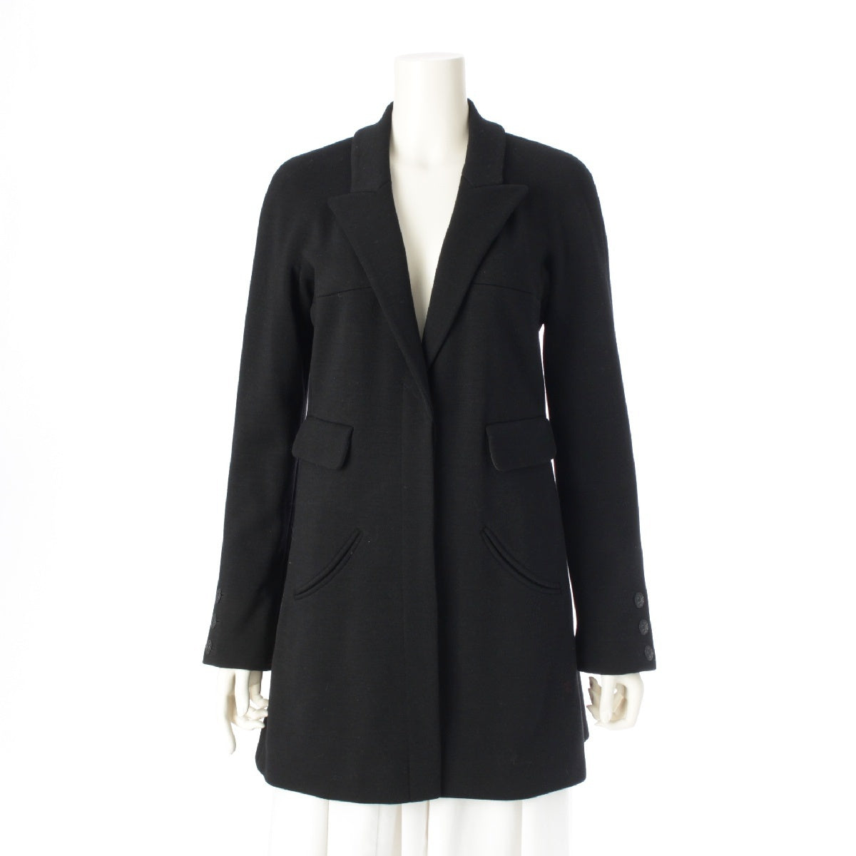 CHANEL 07A wool COCO Mark Midi length tailored jacket outer P31269 black 40