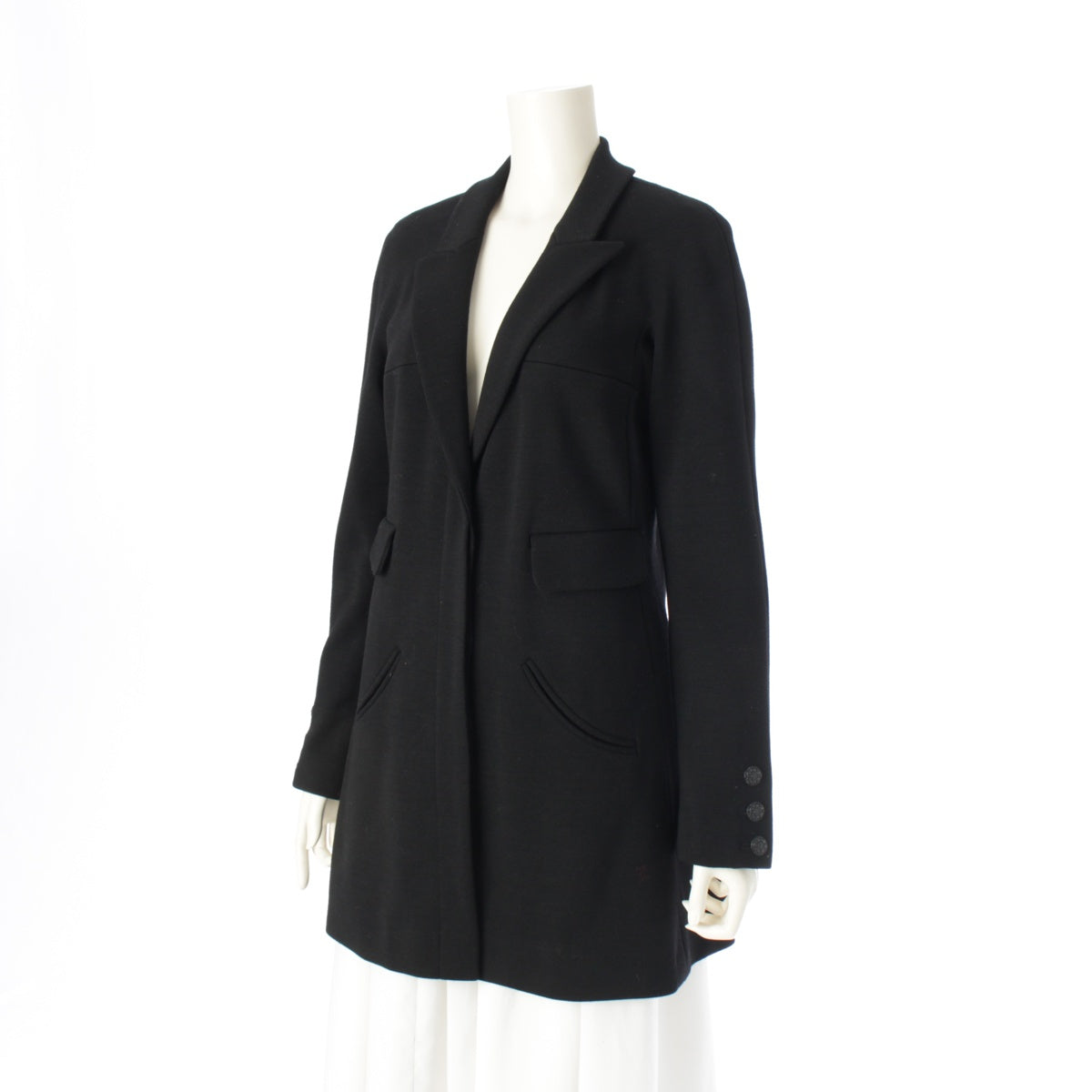 CHANEL 07A wool COCO Mark Midi length tailored jacket outer P31269 black 40