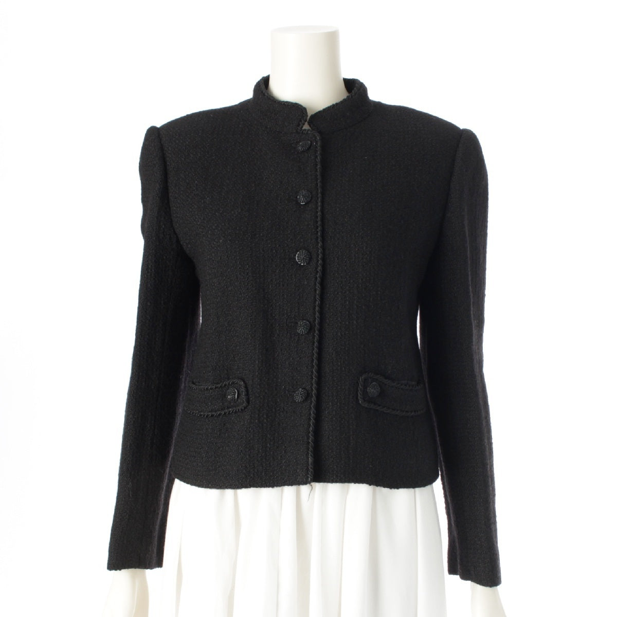 CHANEL CREATIONS tweed Vintage No Collar tailored jacket black