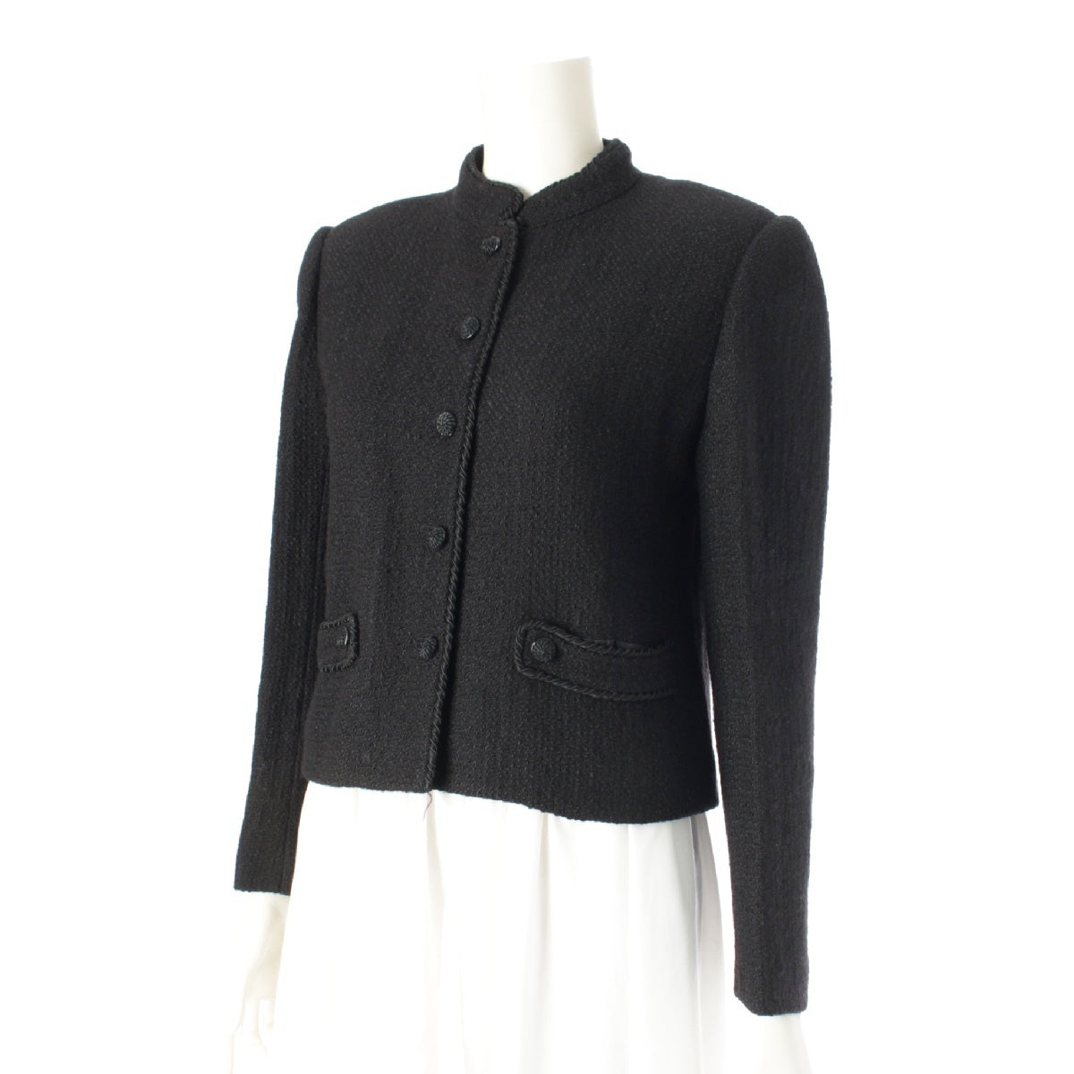 CHANEL CREATIONS tweed Vintage No Collar tailored jacket black