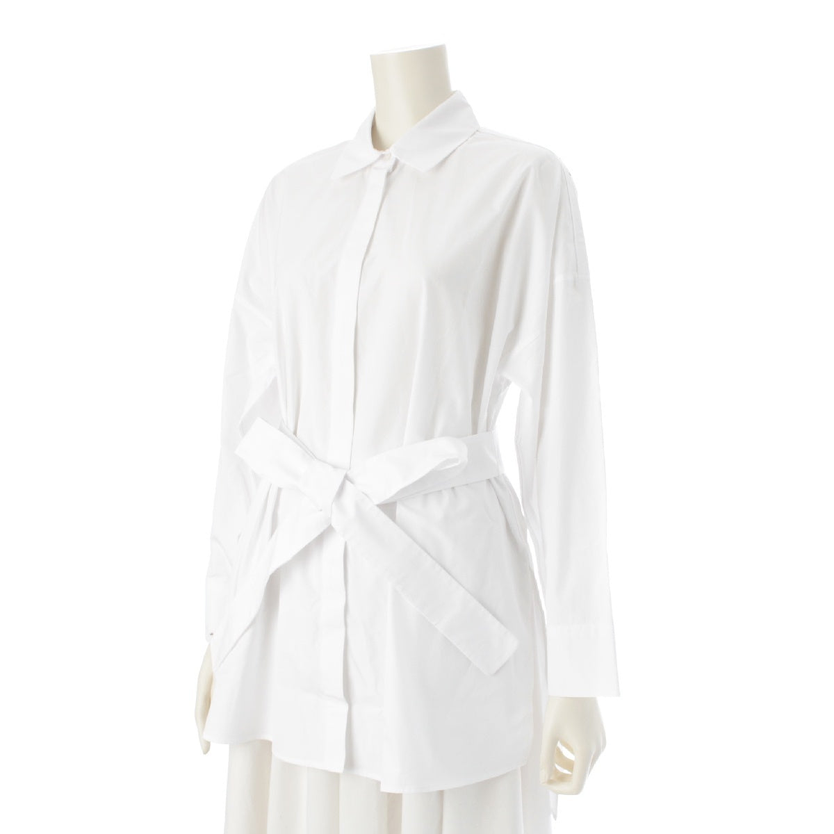 S Max Mara 24Stainless Steel TEA cotton Logo Belted blouse Shirt tops 2419190136 white 36
