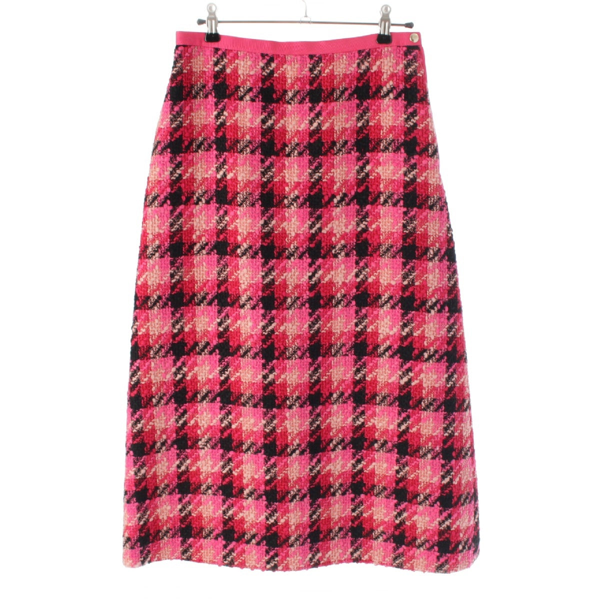 Drawer 23AW wool tweed Check Pattern A-line skirt 6524-299-1751 Pink Black Red 36