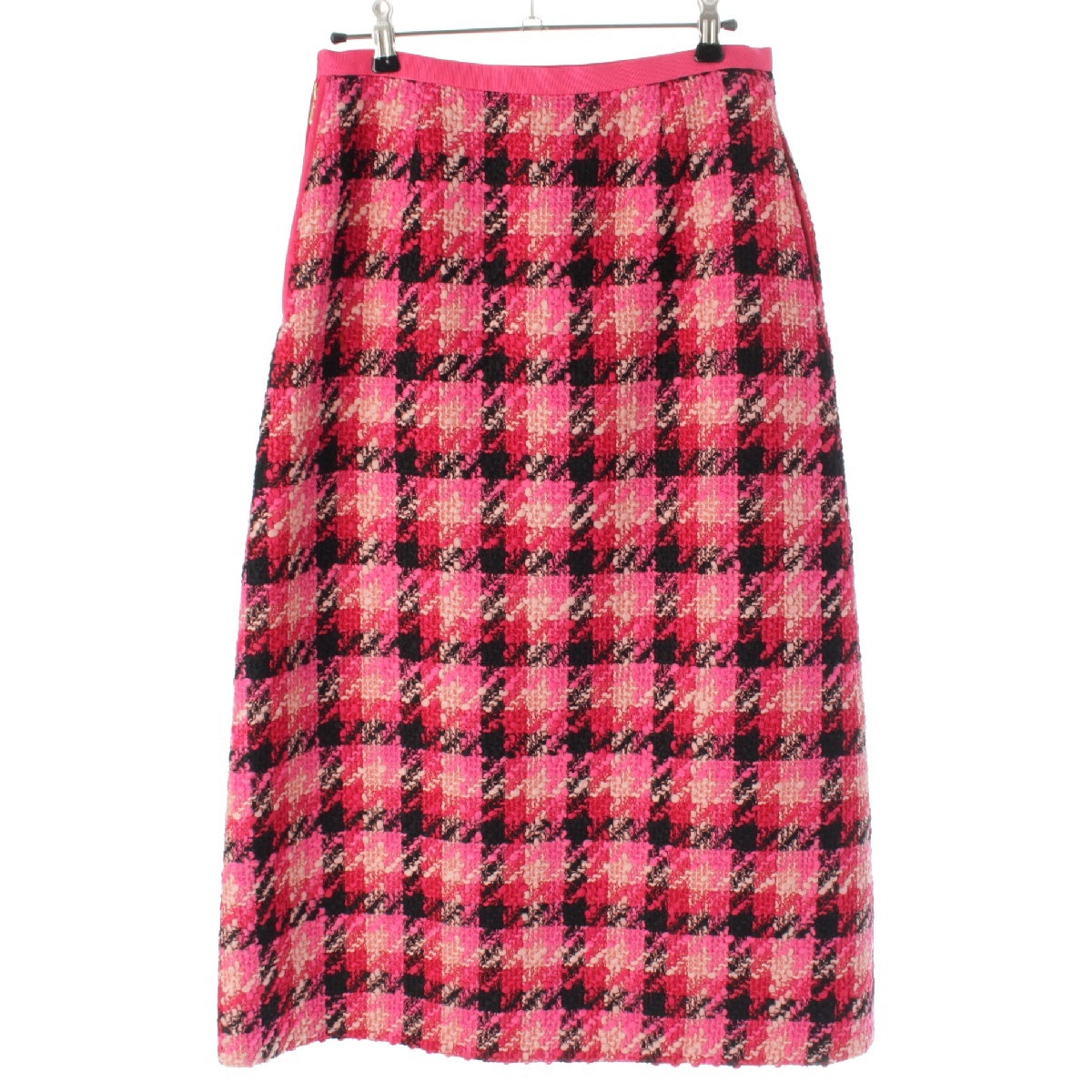 Drawer 23AW wool tweed Check Pattern A-line skirt 6524-299-1751 Pink Black Red 36