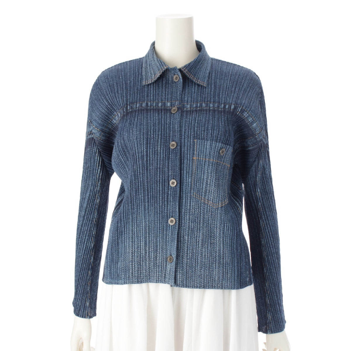 ISSEY MIYAKE 14 years denim transfer Long sleeve shirt tops PP41‐JJ921 blue 3