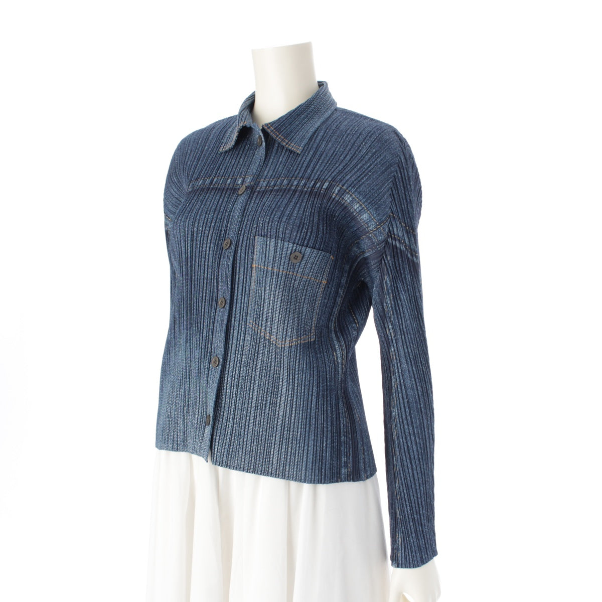 ISSEY MIYAKE 14 years denim transfer Long sleeve shirt tops PP41‐JJ921 blue 3