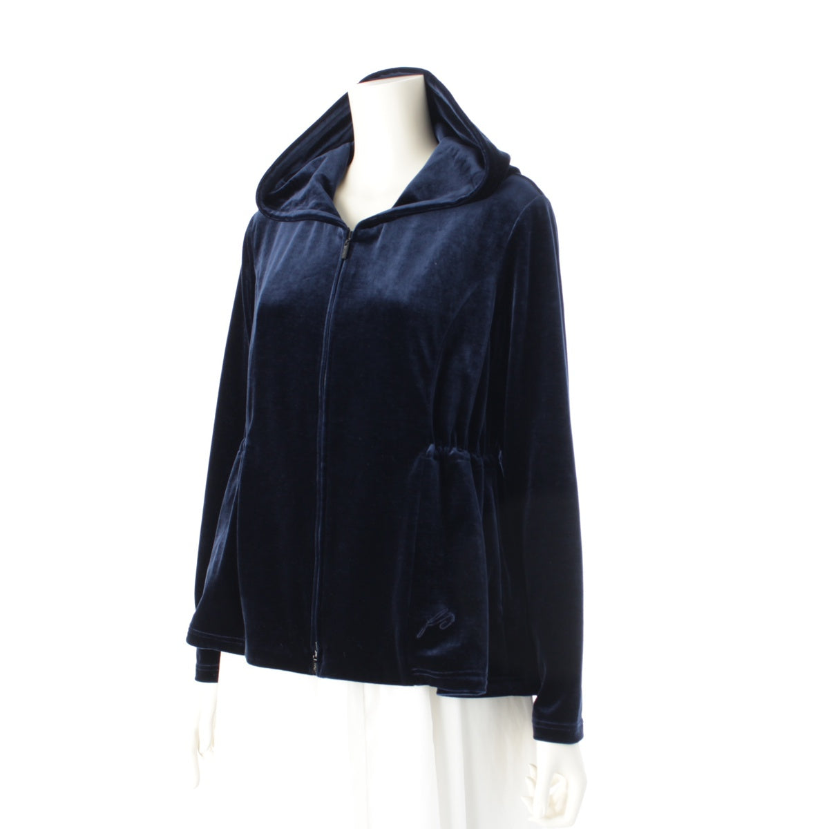 VELOUR NOIR by FOXEY NEWYORK 24 years Sporty Embroidered logo Hood Zip Parker cardigan blouson 44834 Navy 42