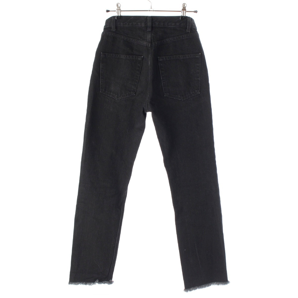 CELINE cotton Tapered Fringe Denim pants Jeans bottoms 2 1U06 black 34 66A