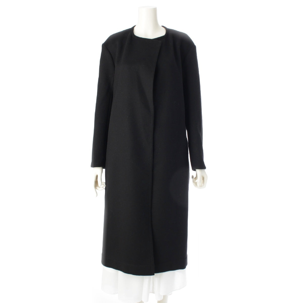 CELINE Phoebe period wool cashmere collarless long coat gown 2 8S16 black 34