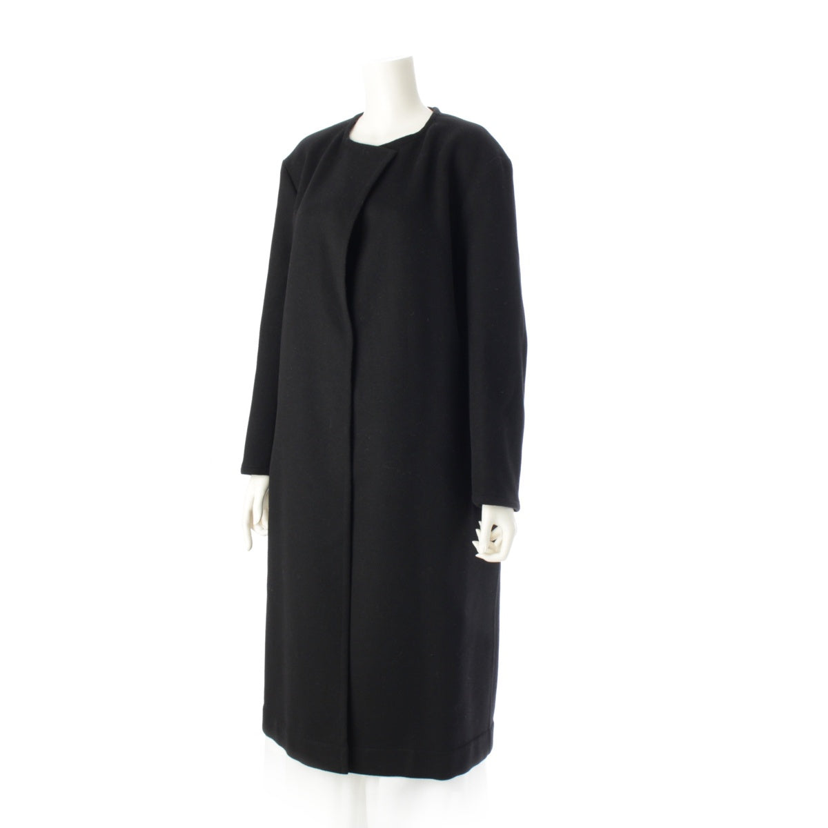 CELINE Phoebe period wool cashmere collarless long coat gown 2 8S16 black 34