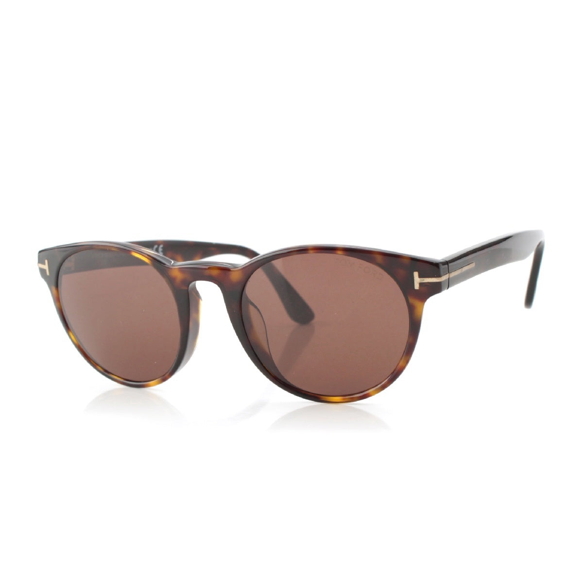 TOM FORD plastic Tortoiseshell T logo round sunglasses Eyewear TF522-F Brown 51□21