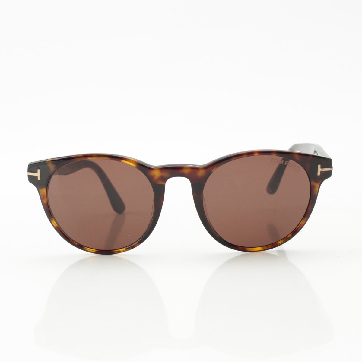 TOM FORD plastic Tortoiseshell T logo round sunglasses Eyewear TF522-F Brown 51□21