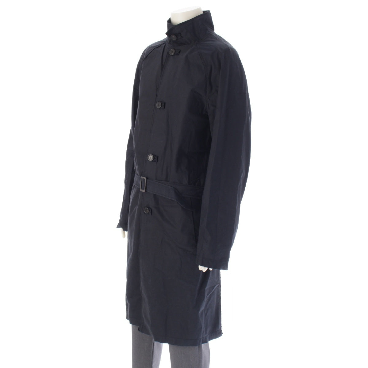 LANVIN Luca Osen Driver Period cotton Raw edge, belted, stand-up collar, long coat outer M02CL110 Navy 46