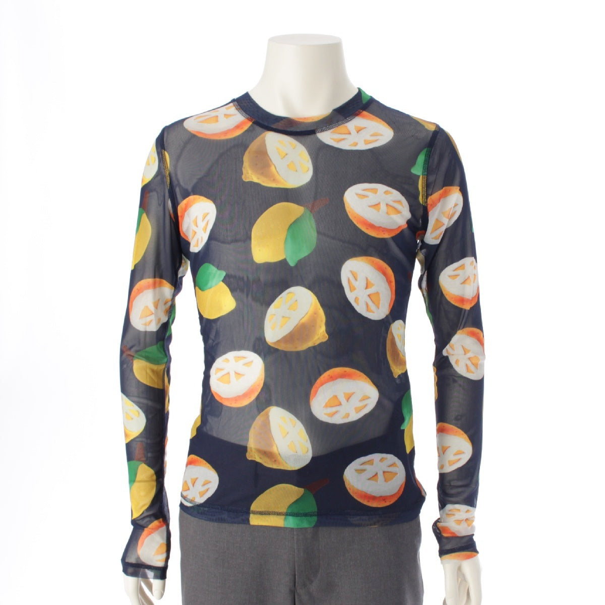 J.W.Anderson. 24Stainless Steel Fruit See-Through Skin Top Long Long sleeve shirt Tops cut PG1563 Navy L
