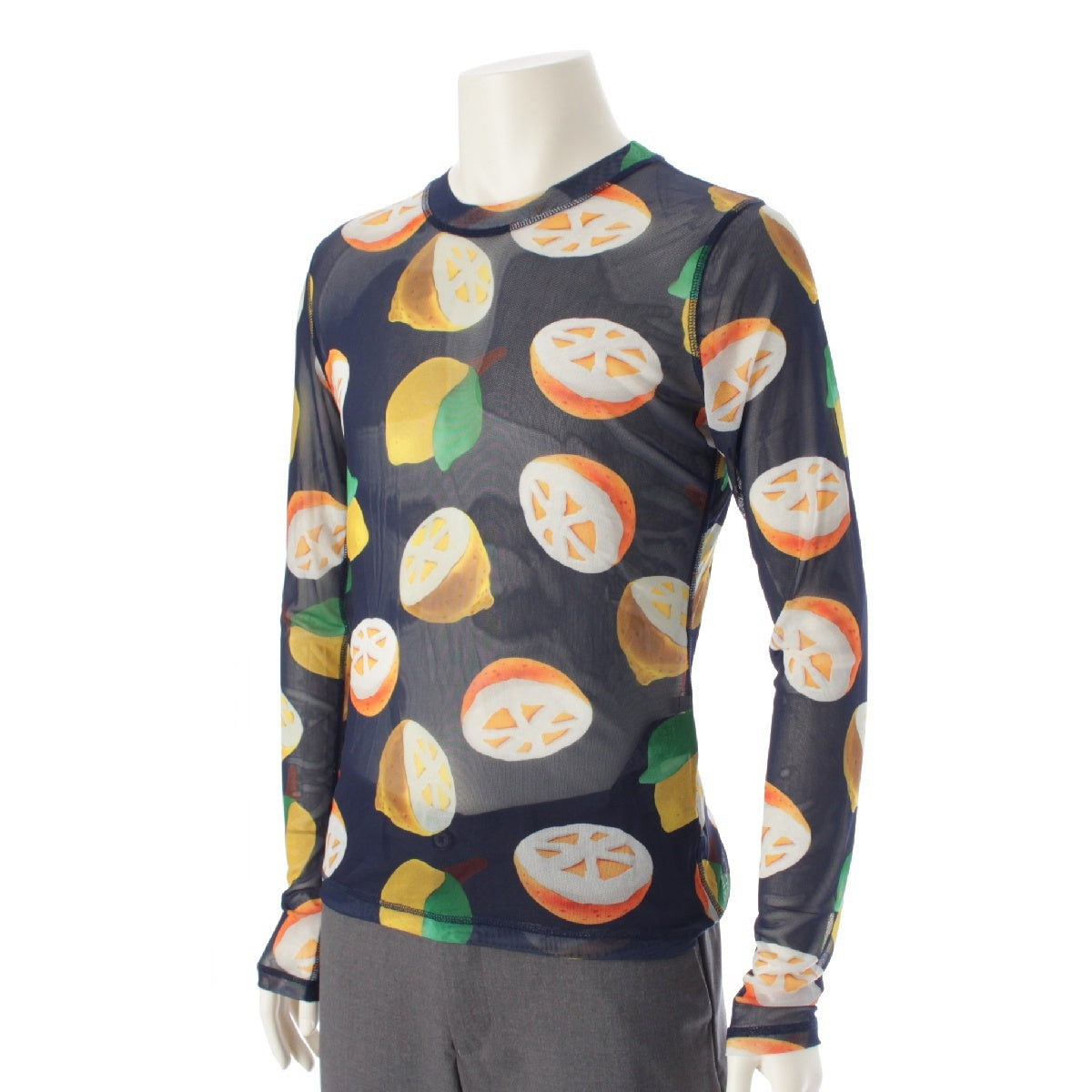 J.W.Anderson. 24Stainless Steel Fruit See-Through Skin Top Long Long sleeve shirt Tops cut PG1563 Navy L