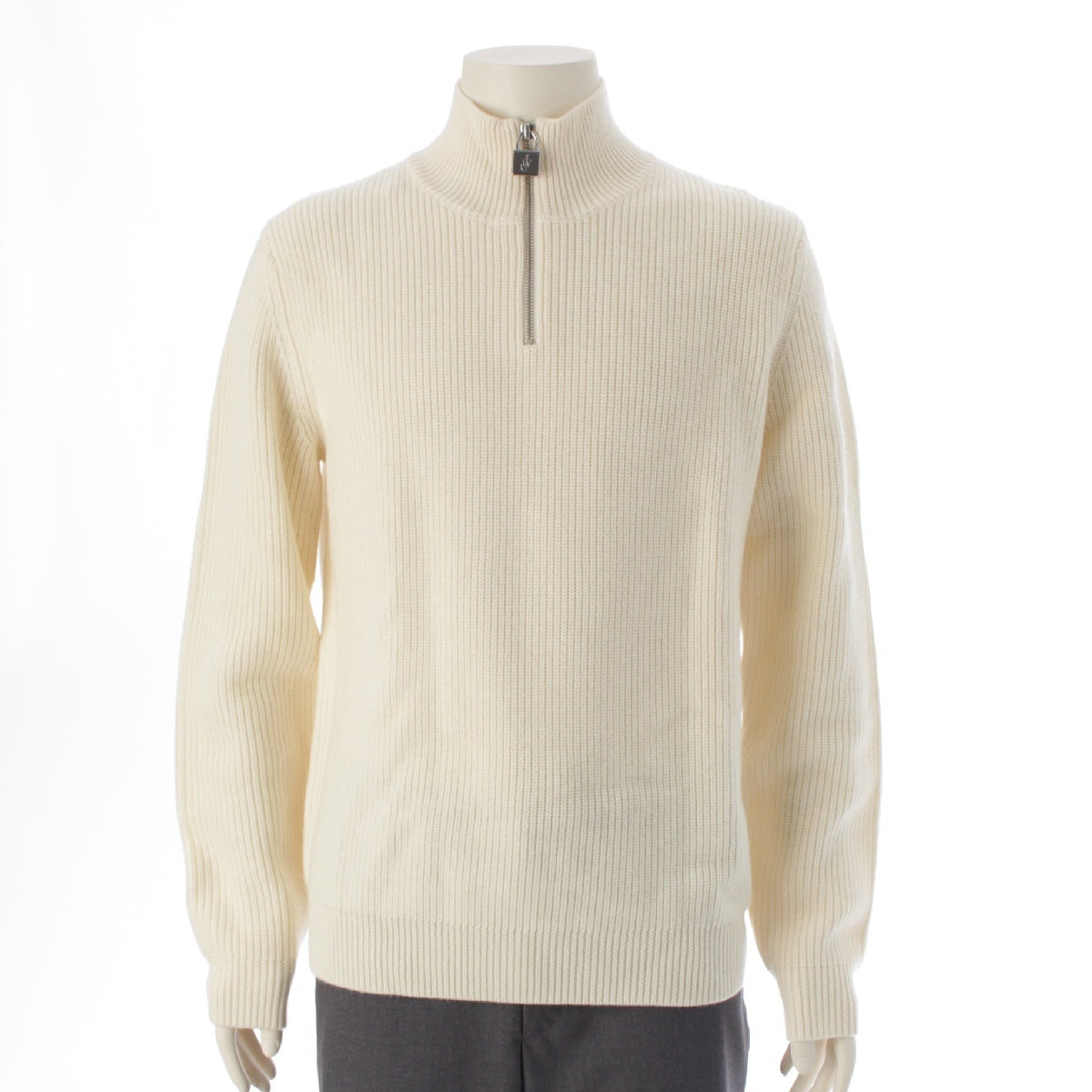 J.W.Anderson. 23-24AW wool Half zip-up cable rib knit sweater Long sleeve top YN0008002 white M
