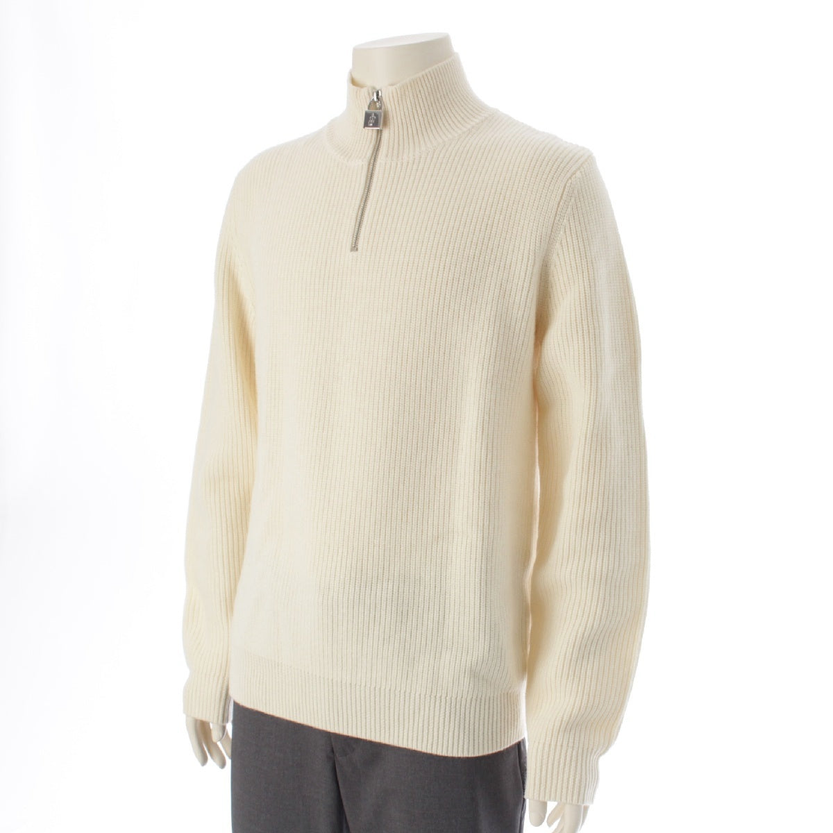 J.W.Anderson. 23-24AW wool Half zip-up cable rib knit sweater Long sleeve top YN0008002 white M