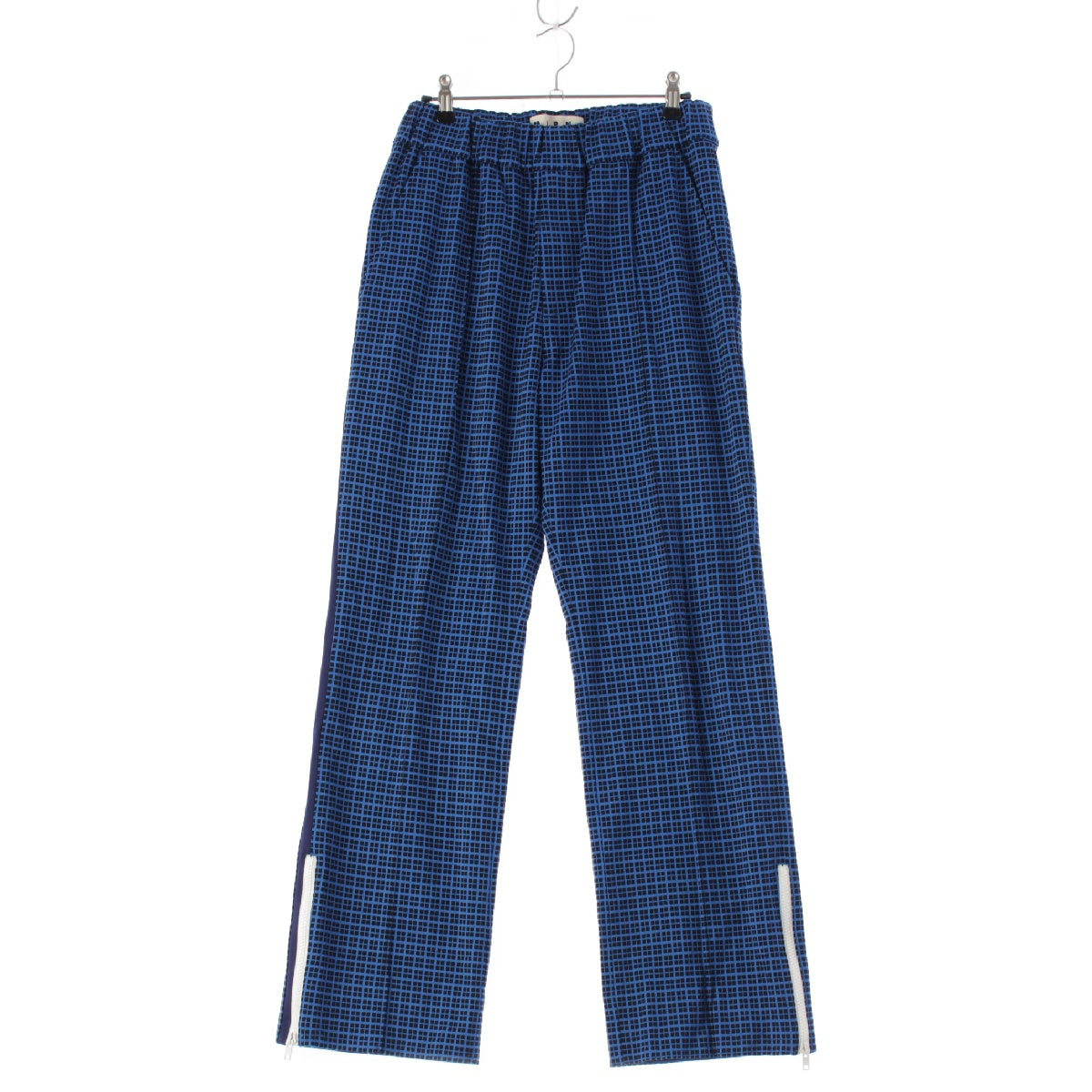 MARNI 19Stainless Steel Nylon Sideline Check Pattern Jersey Track Pants slacks PGMU0008Q0 Blue navy 46