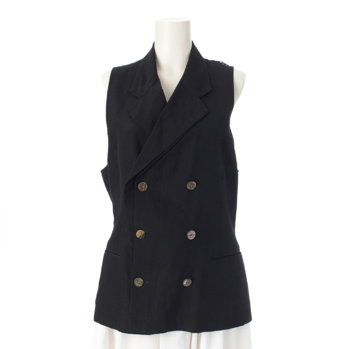 tricot COMME des GARCONS wool Lace switching double-breasted Best Tops Jackets AD1988 TV-110010 black