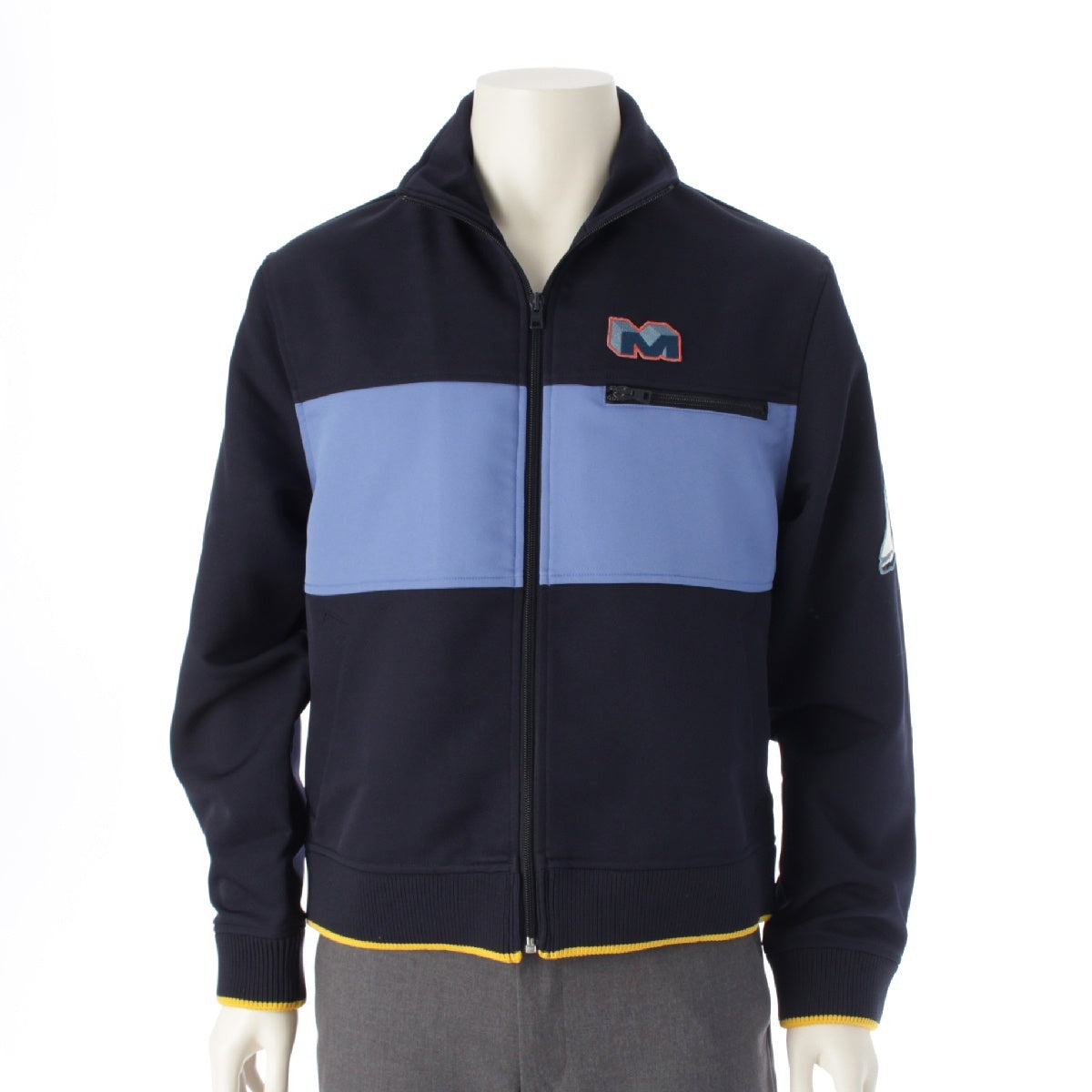 MARNI 18Stainless Steel M logo embroidery switching track Jacket tops M05DU0048 Navy x blue 46