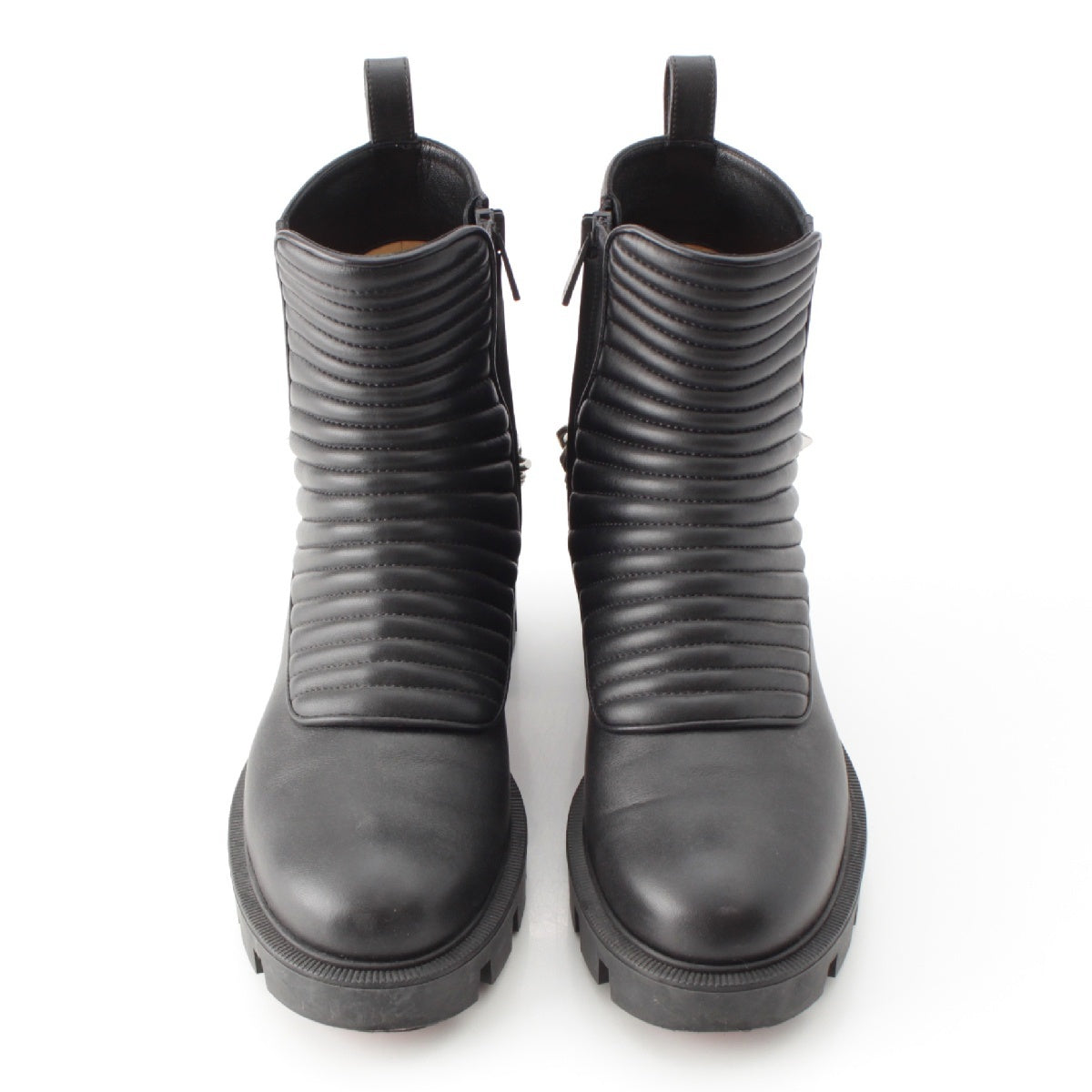 Christian Louboutin MADDIC MAX FLAT leather Chain ankle short boots black 35.5