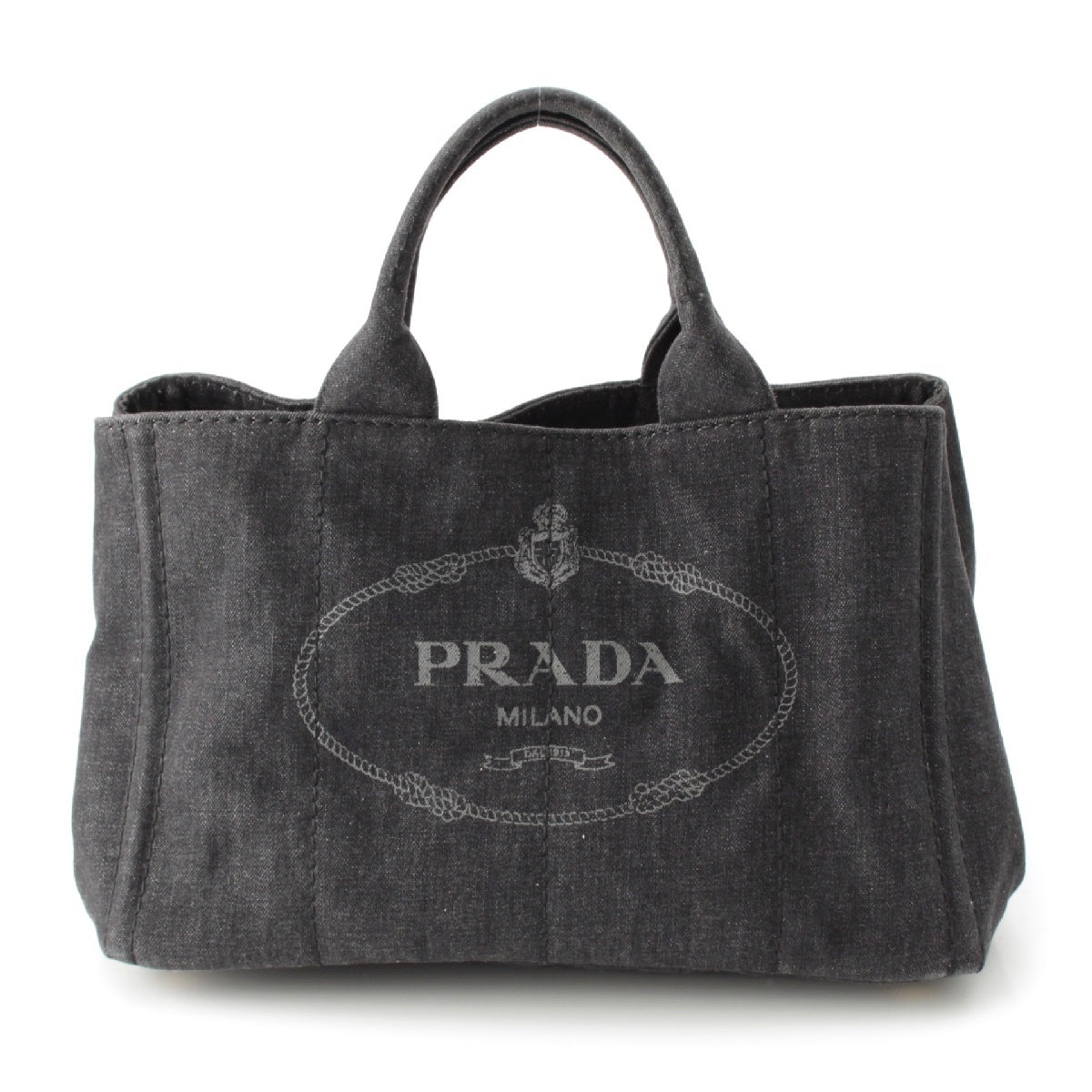 PRADA Canapa Denim canvas Logo 2WAY shoulder Handbag 1BG439 black