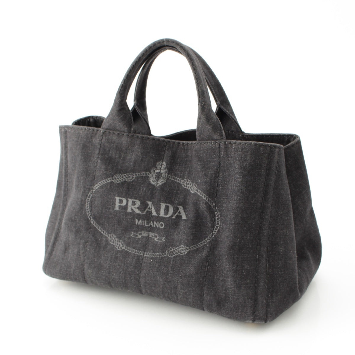 PRADA Canapa Denim canvas Logo 2WAY shoulder Handbag 1BG439 black