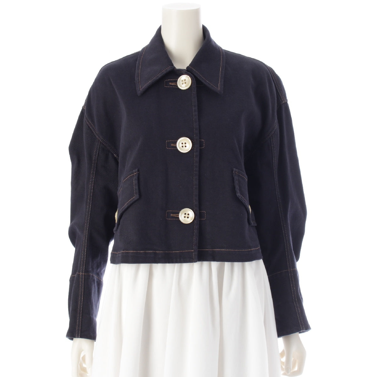 MIUMIU 17 years cotton logo print cropped Jacket outer MH1448 Navy 36