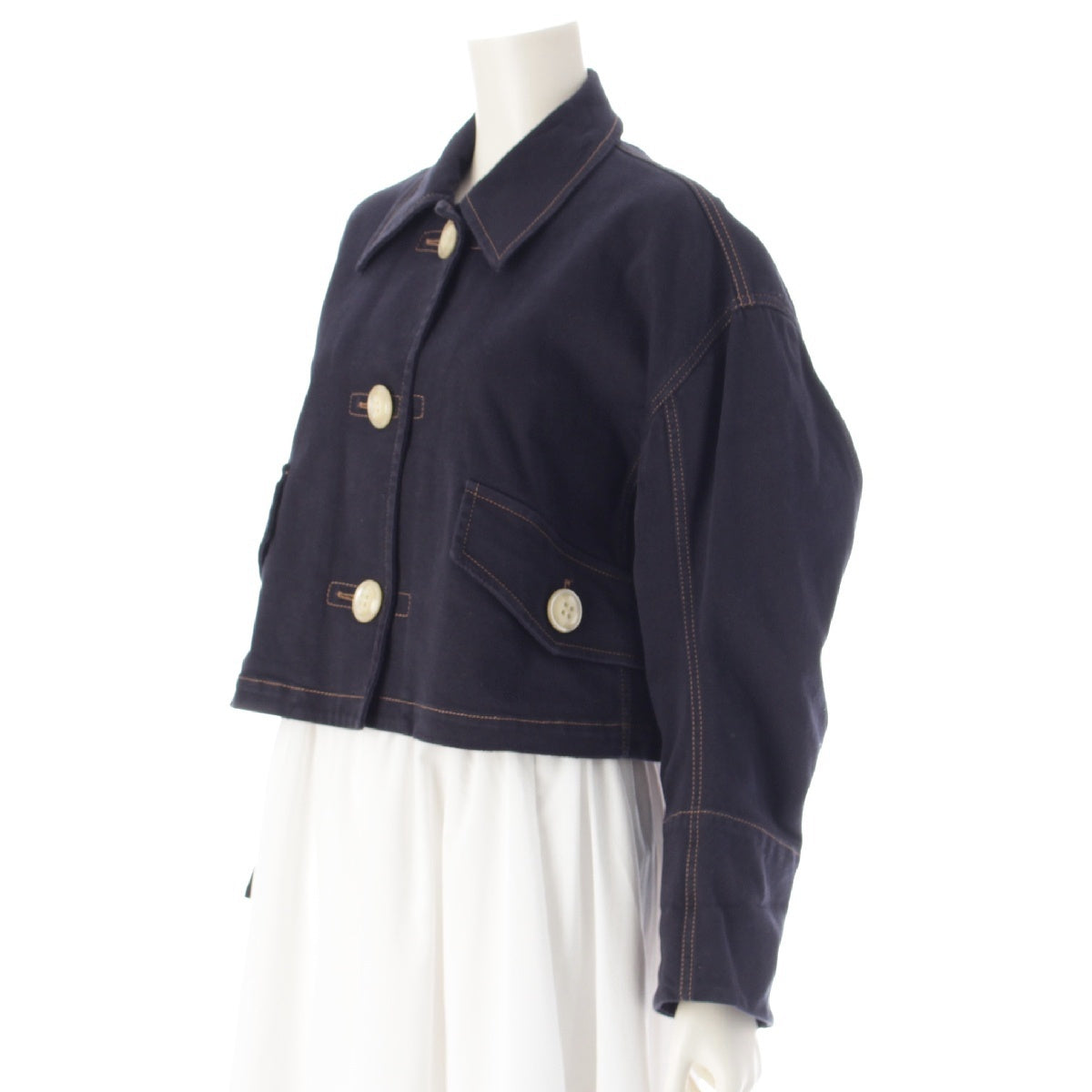 MIUMIU 17 years cotton logo print cropped Jacket outer MH1448 Navy 36