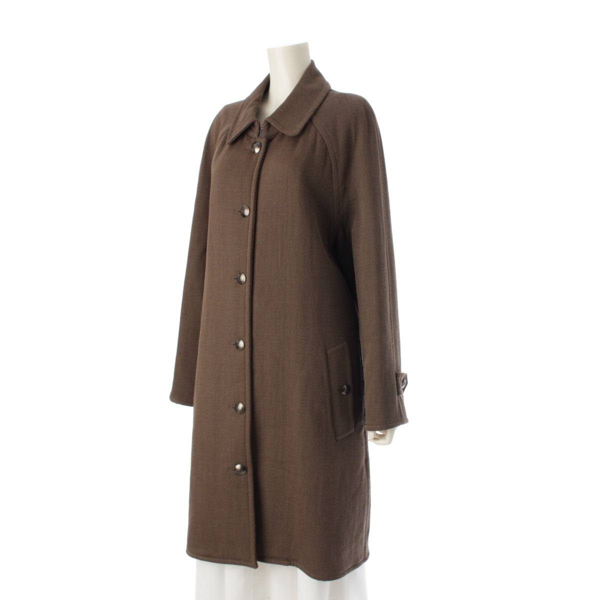 CHANEL 97A wool Vintage COCO Button Stainless collar coat outer PO9656 Brown 36