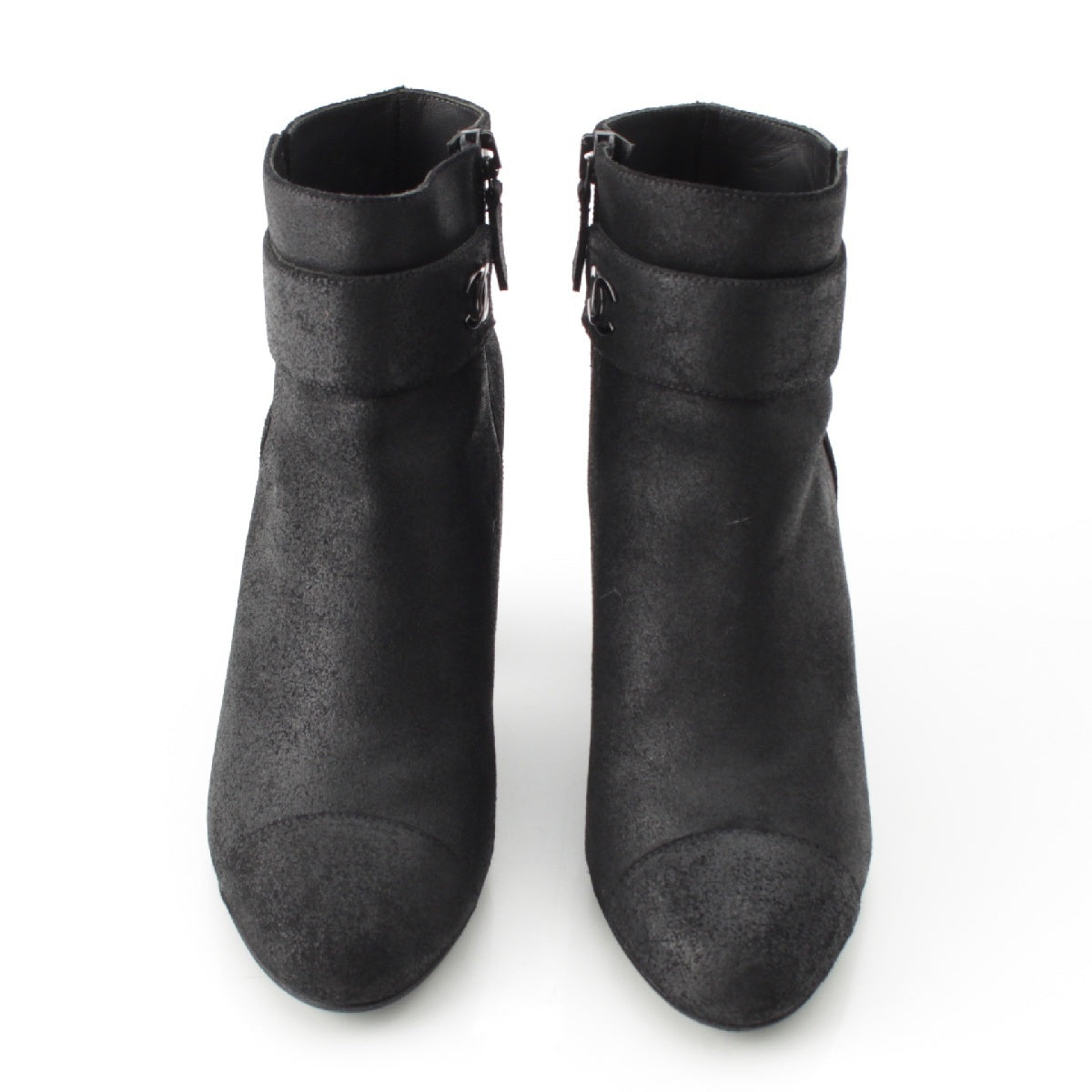 CHANEL Nubuck leather COCO Mark Heel Ankle Short boots G27906 black 37