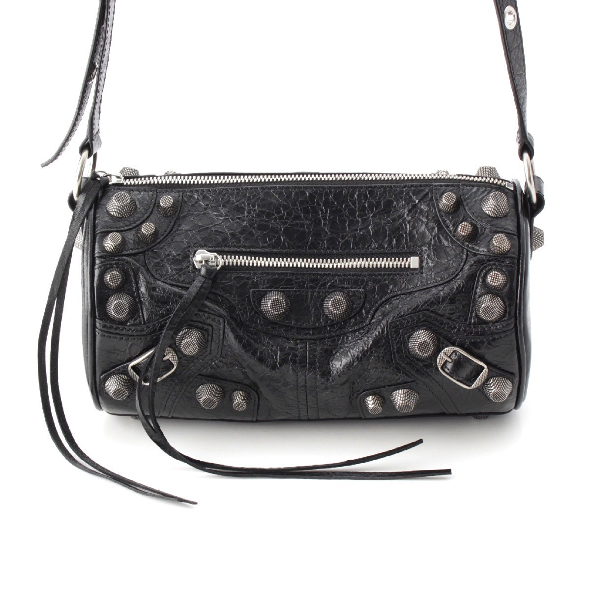 BALENCIAGA Luca Goal Cylinder leather Shoulder Bag Cross body 771716 black