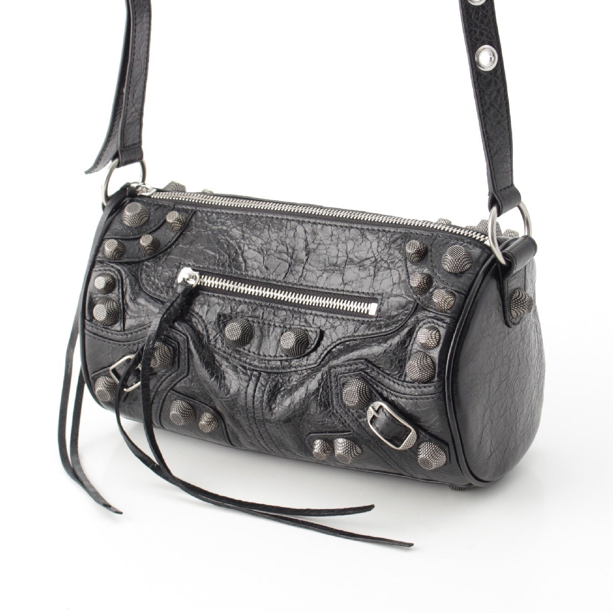 BALENCIAGA Luca Goal Cylinder leather Shoulder Bag Cross body 771716 black