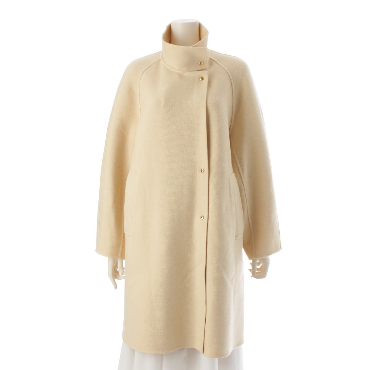 Drawer 24 years FALL2 cashmere Calze Kenuki stand collar coat outer 6525-299-0897 Ivory beige 36