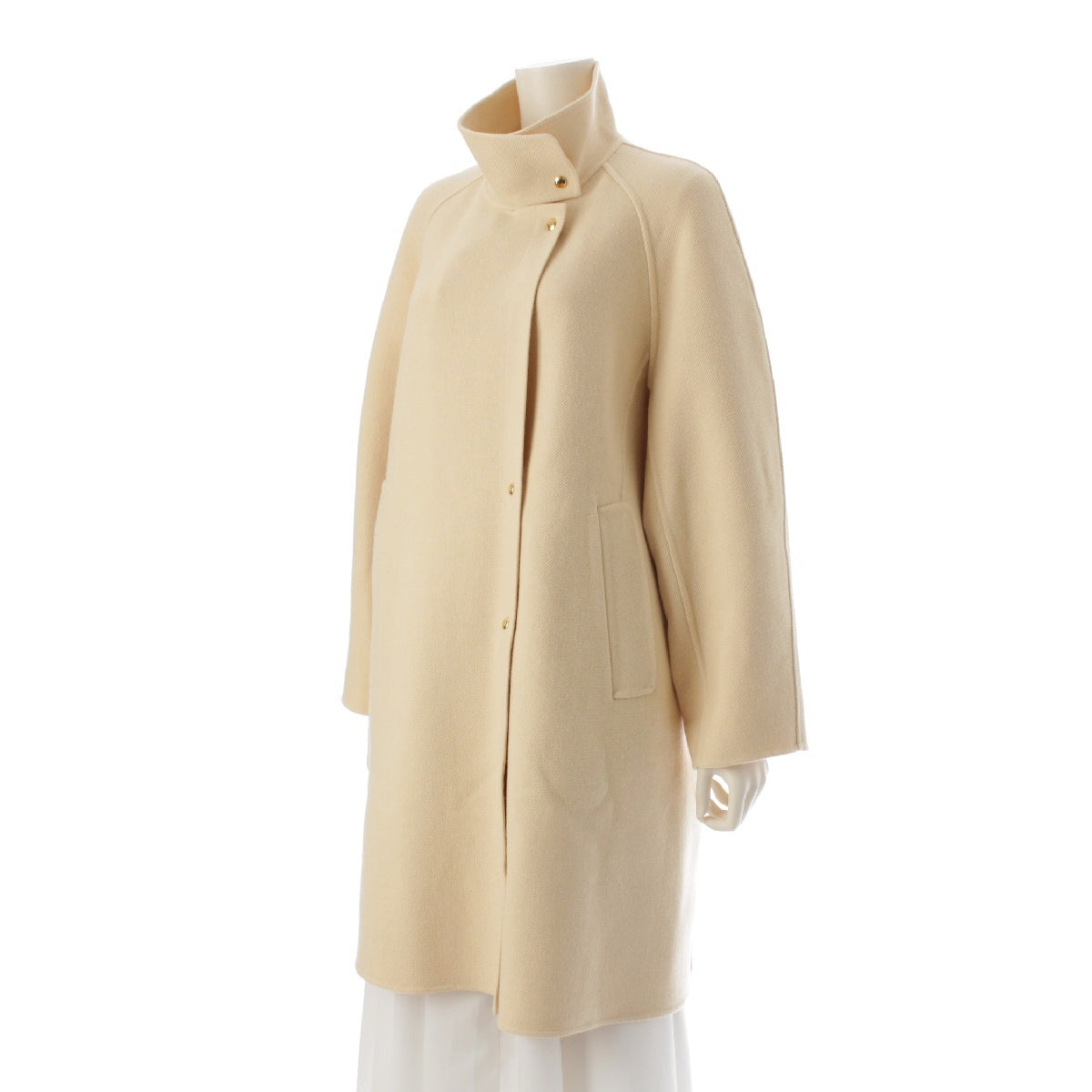 Drawer 24 years FALL2 cashmere Calze Kenuki stand collar coat outer 6525-299-0897 Ivory beige 36