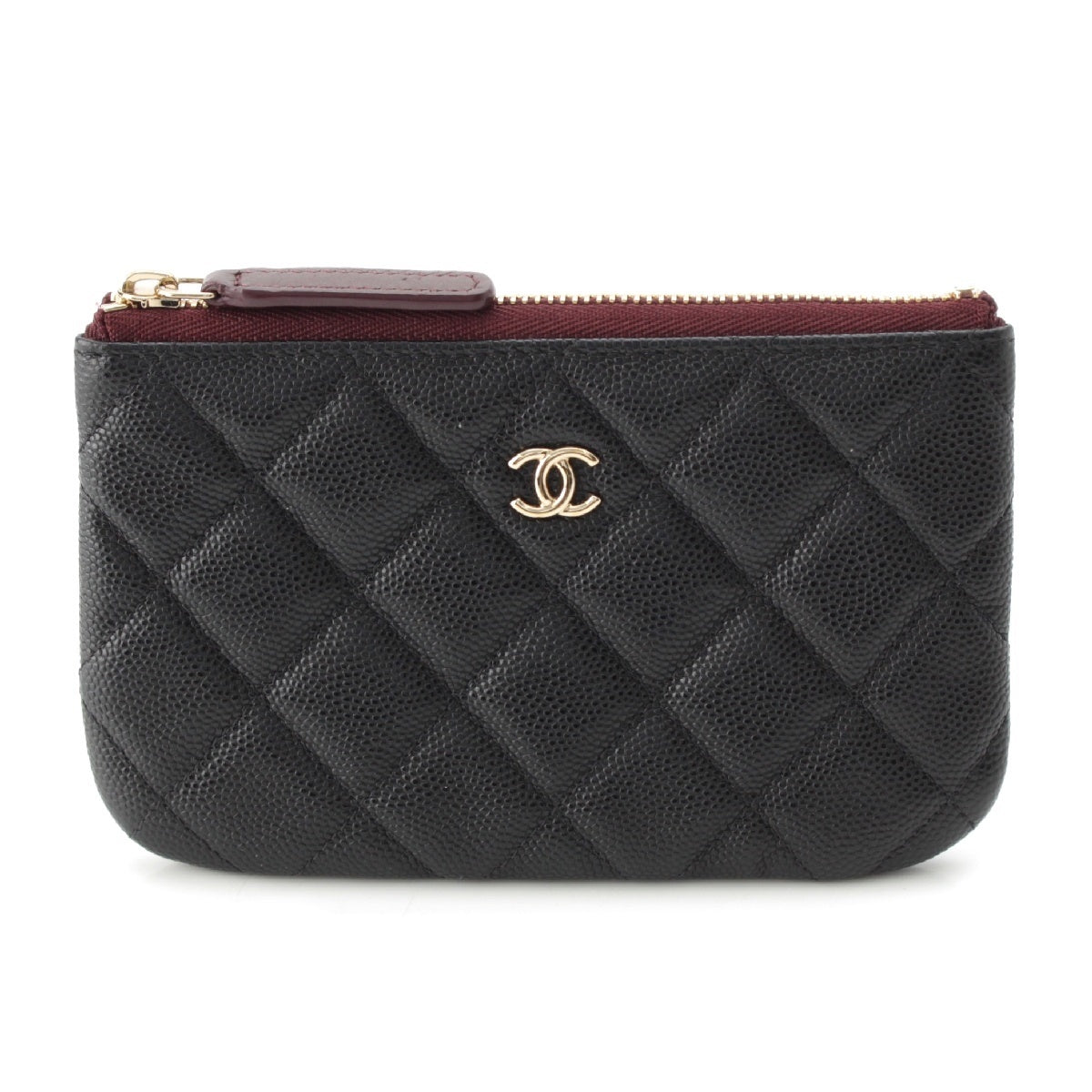 CHANEL Caviar skin COCO Mark Matrasse Pouch AP4020 black