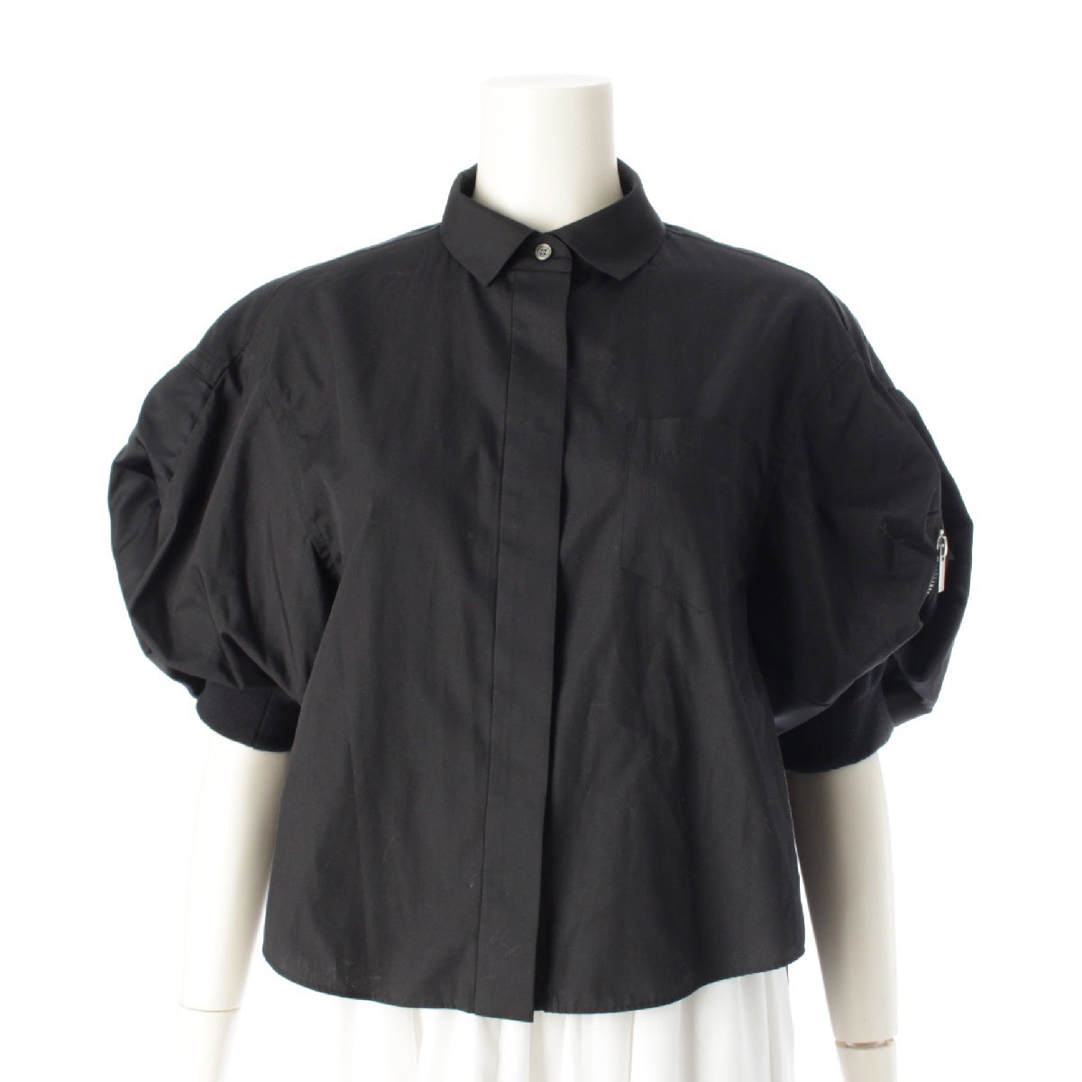 Sacai Docking Puff Sleeves blouse Short sleeve shirt tops 22-06070 black 1