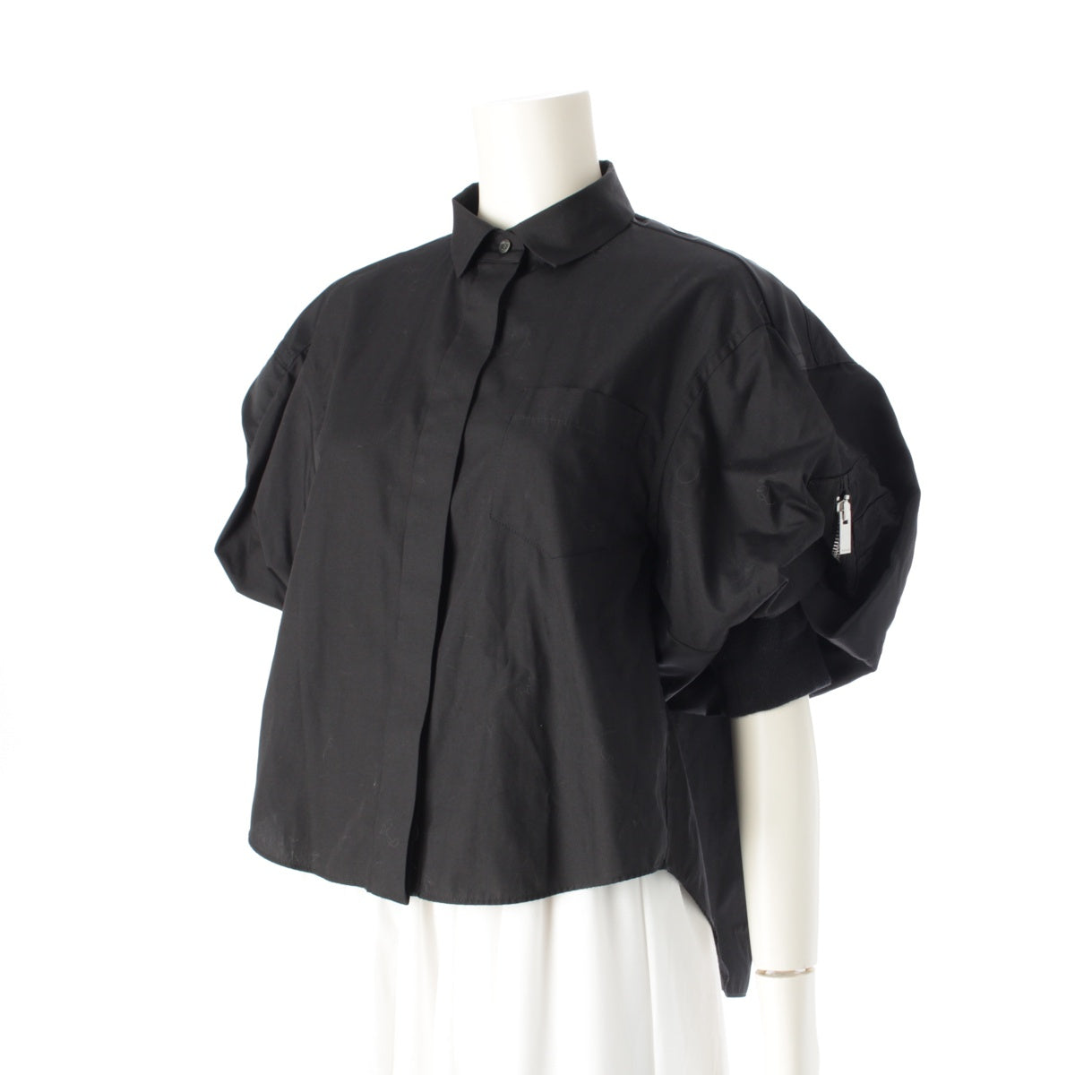 Sacai Docking Puff Sleeves blouse Short sleeve shirt tops 22-06070 black 1