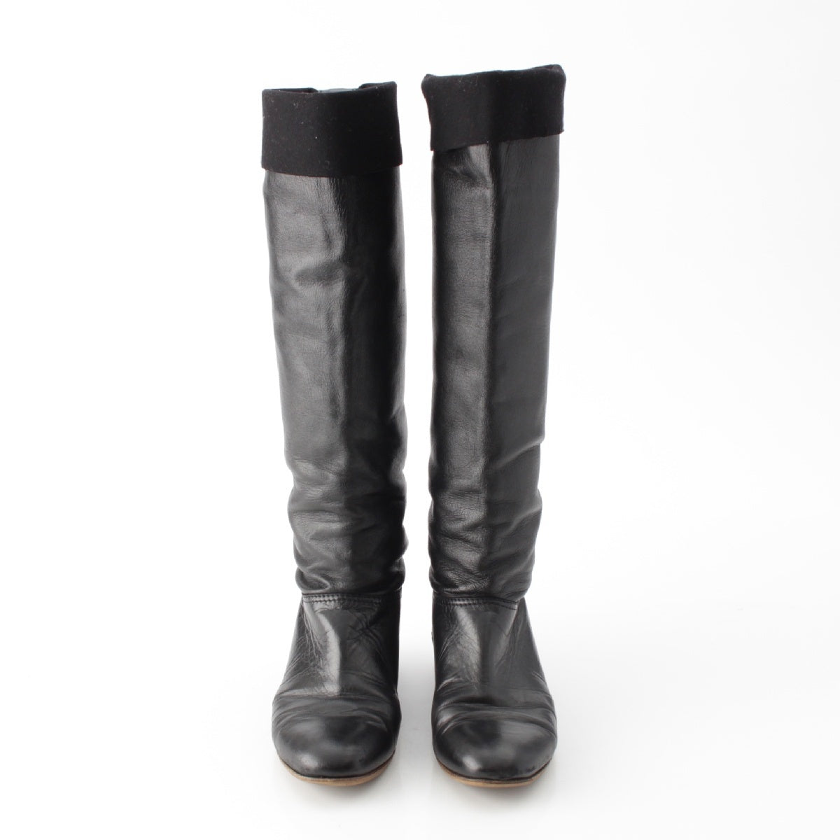 CHANEL Matrasse leather COCO Mark boots Knee-high boots black 37.5