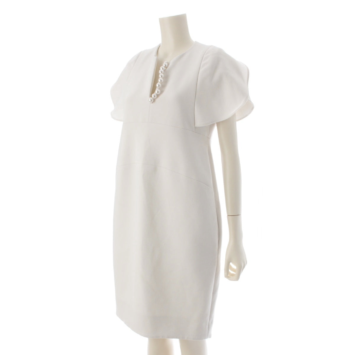 YOKO CHAN Pearl Tulip Sleeve one piece dress YCD-119-454 white 38