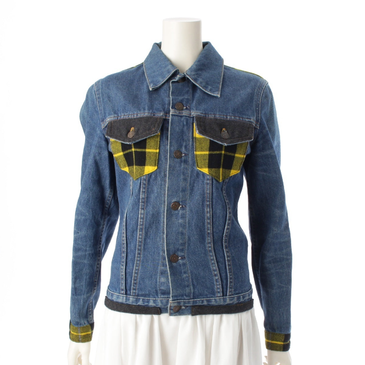 COMME des GARCONS Aoyama Main Store SP Levi's Body Reconstruction Check Denim Jacket G-jeans, tops, shirts Blue yellow