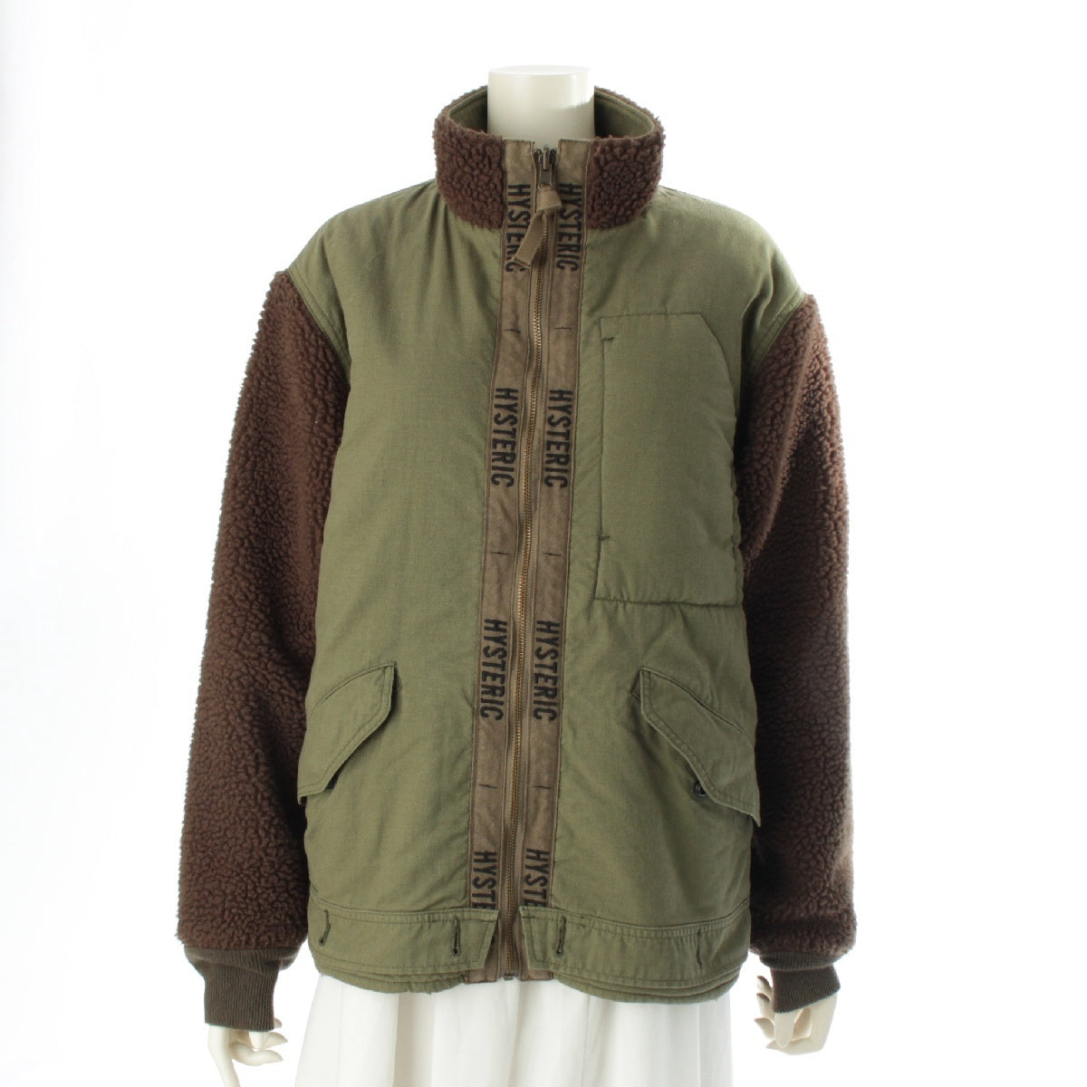 HYSTERIC GLAMOUR Cotton nylon Army Remake Reversible Boa Jacket outer 02203AB17 Brown x khaki S