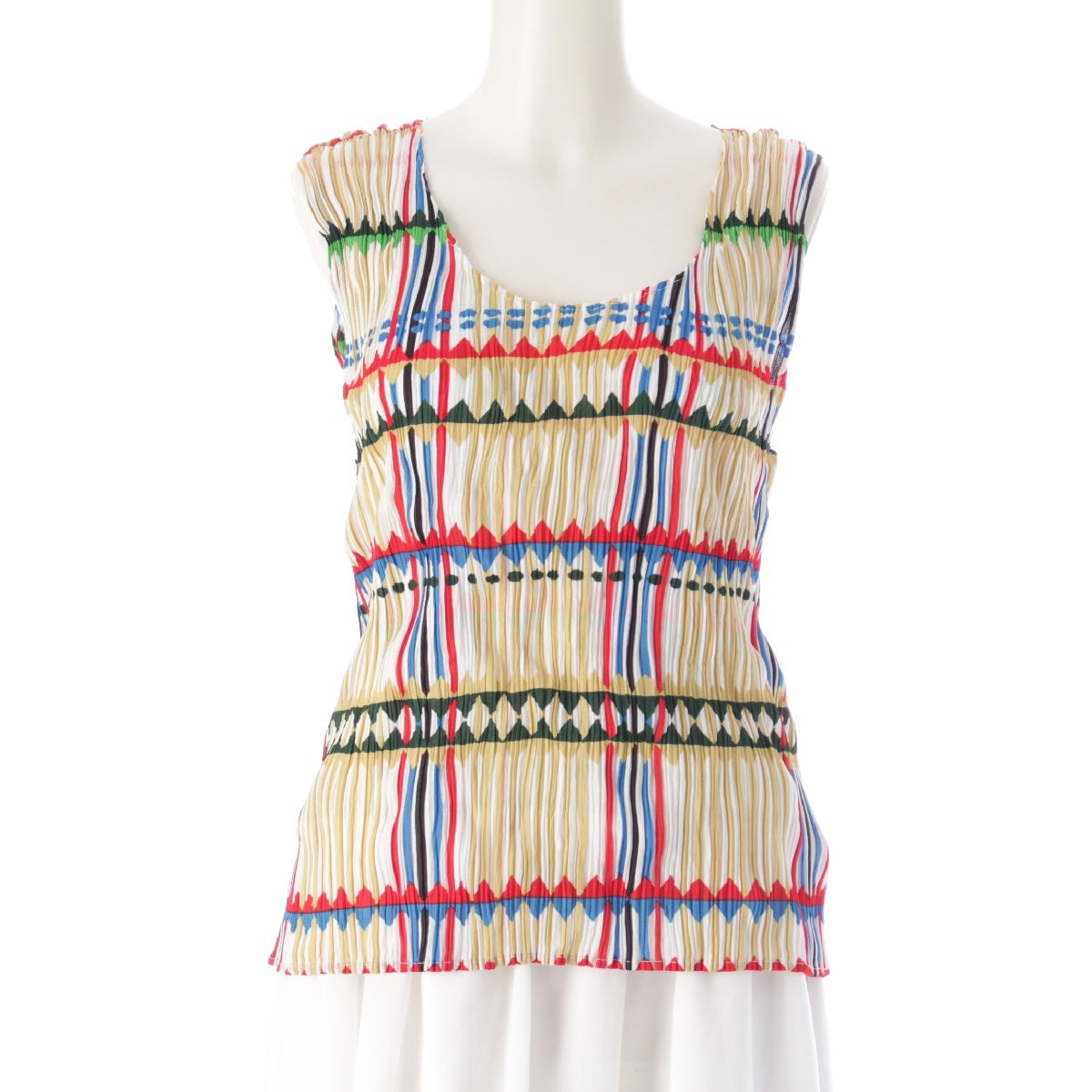 ISSEY MIYAKE Pleated Please Art Print Sleeveless tops PP22-JK791 multicolor 3