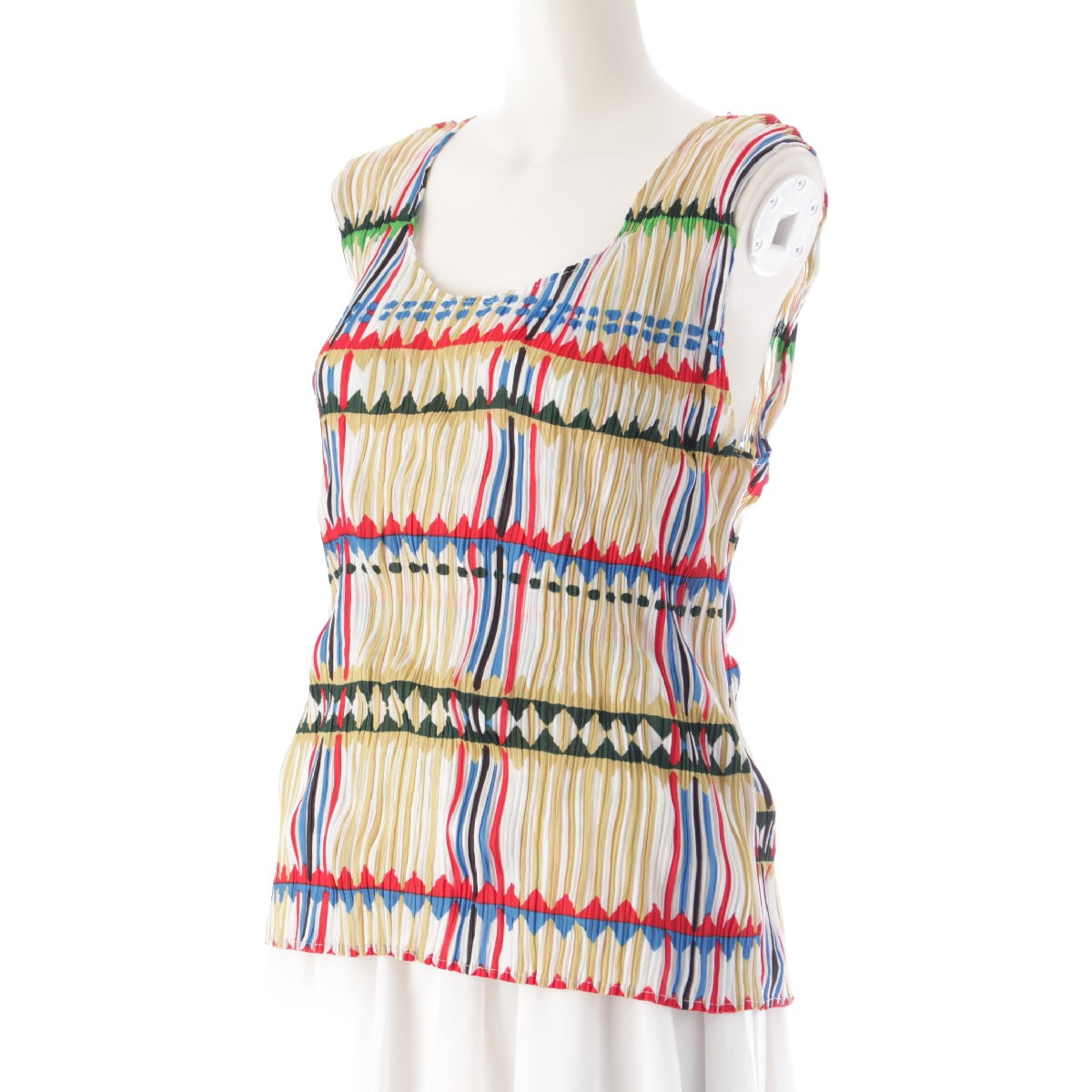 ISSEY MIYAKE Pleated Please Art Print Sleeveless tops PP22-JK791 multicolor 3