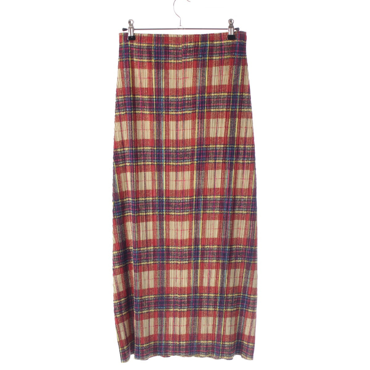 ISSEY MIYAKE Pleated Please Check Pattern Long skirt PP23-JG904 Multicolor Yellow Orange 3